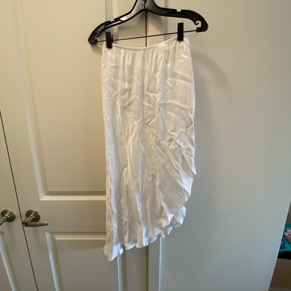 ZARA Asymmetrical White Midi Skirt